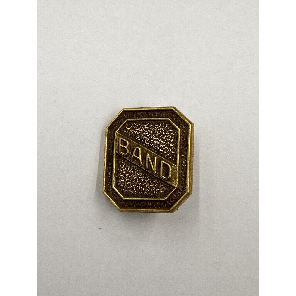 Vintage Gold Colored Square Rectangular BAND Lapel Pin‎ Brooch